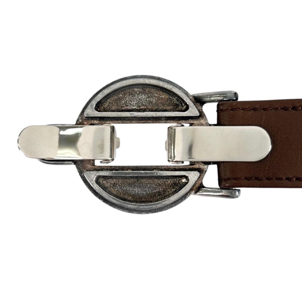 Chanel Belt Logo Circle Buckle Brown Front — view 7