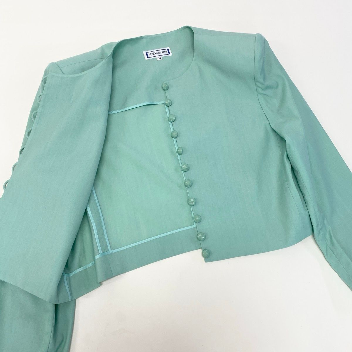Saint Laurent Collarless Jacket Lightweight M Light Green — view 4