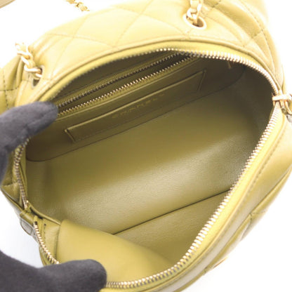 Chanel Shoulder Bag Quilted Mini Bow 2-Way Khaki Lambskin Wood Handle — view 3