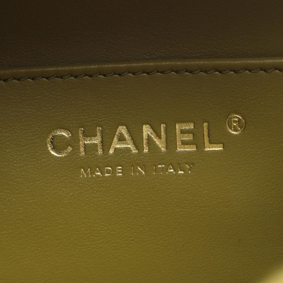 Chanel Shoulder Bag Quilted Mini Bow 2-Way Khaki Lambskin Wood Handle — view 4