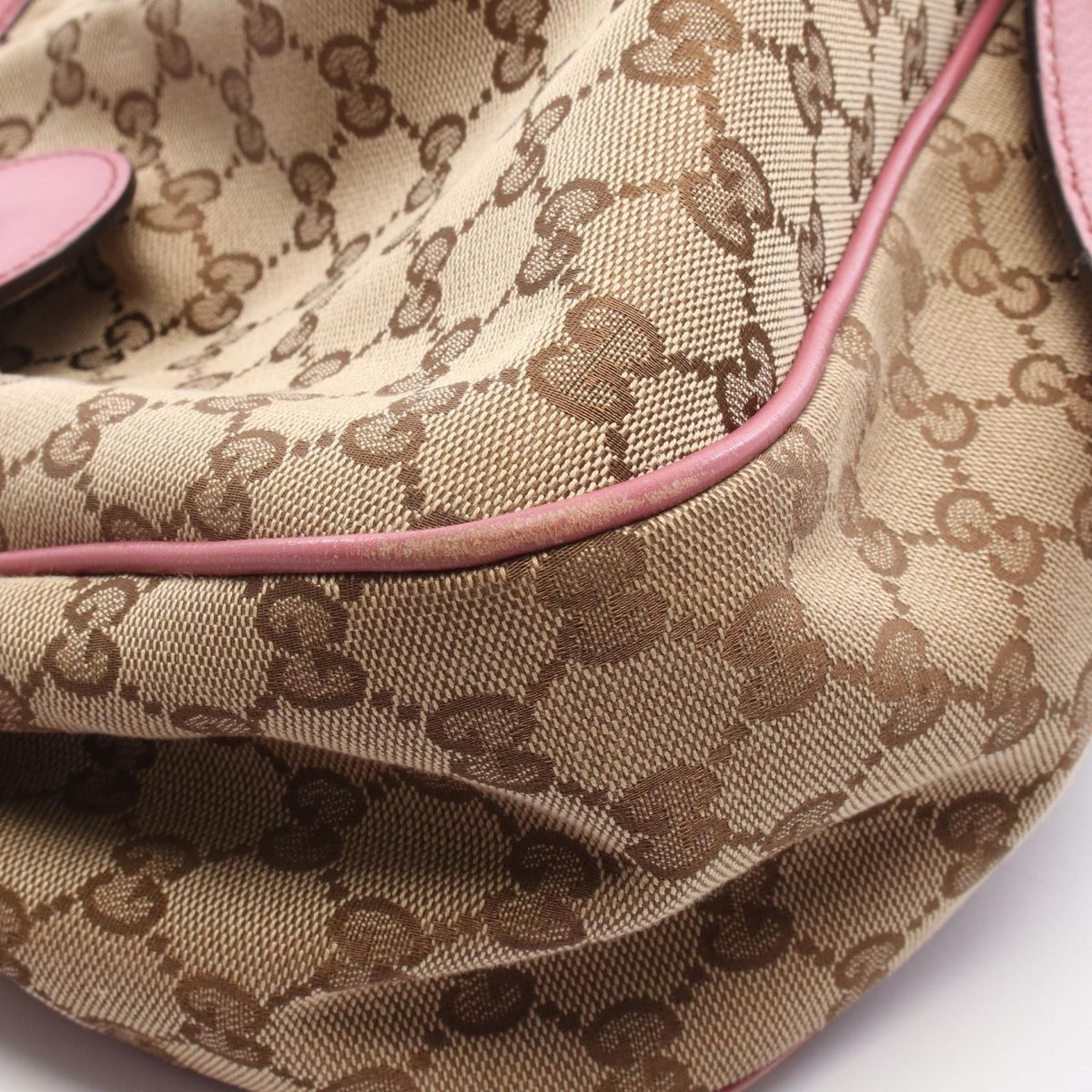 Gucci Shoulder Bag Beige Pink Canvas Leather GG Suki — view 5
