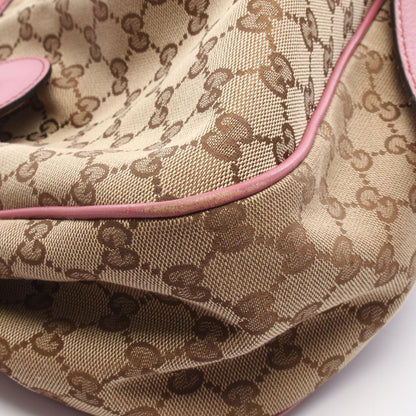 Gucci Shoulder Bag Beige Pink Canvas Leather GG Suki — view 5
