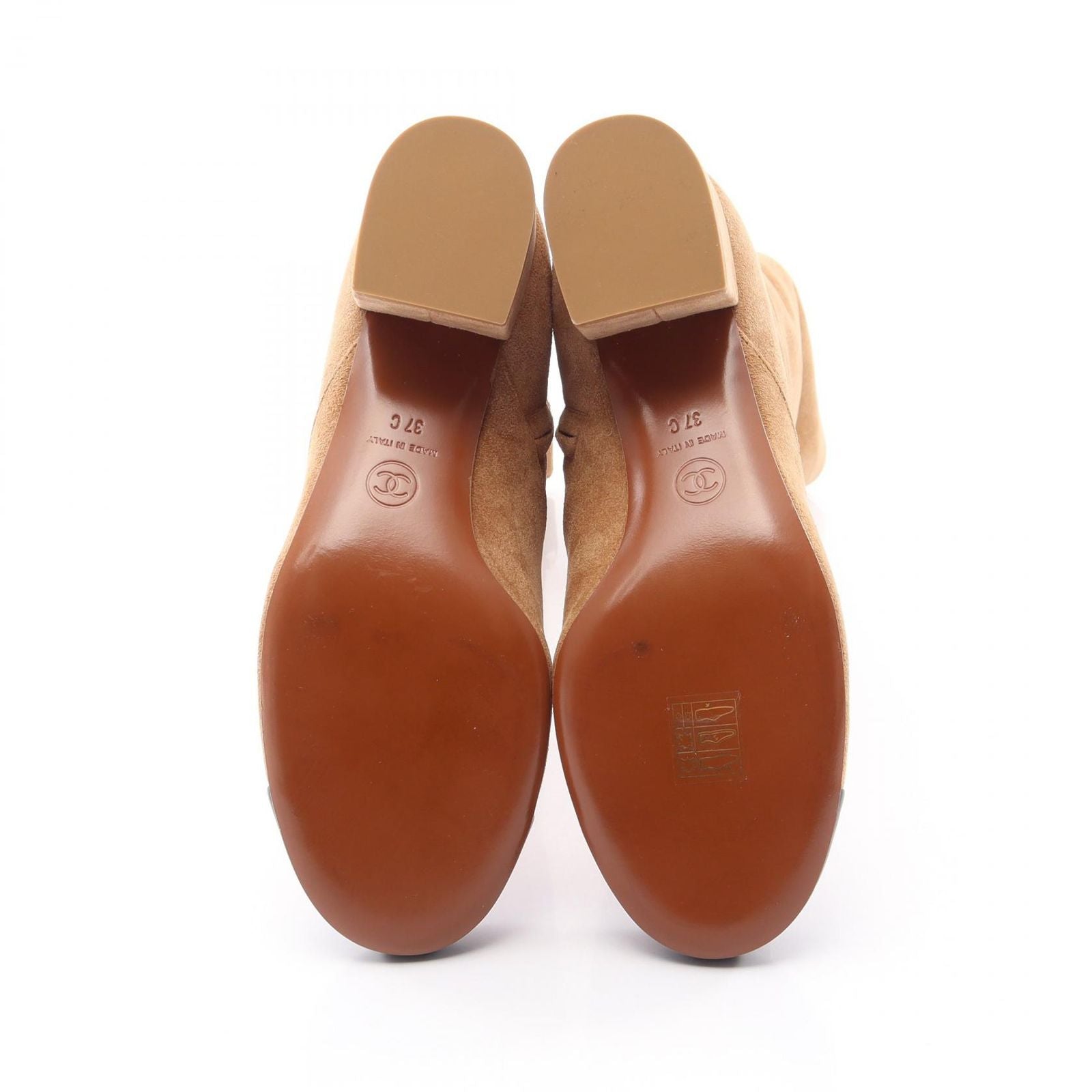Chanel Boots CC Logo Long Beige Suede Leather — view 4
