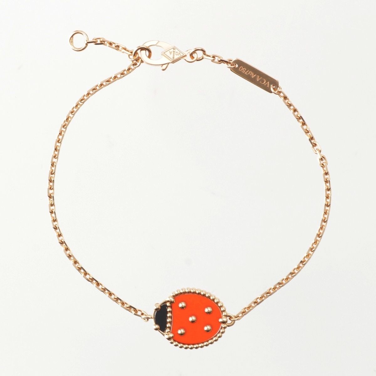 Van Cleef & Arpels Onyx Carnellian Lucky Spring Ladybug Bracelet Yellow Gold YG