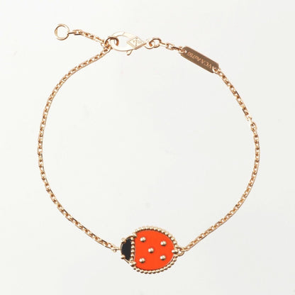 Van Cleef & Arpels Onyx Carnellian Lucky Spring Ladybug Bracelet Yellow Gold YG