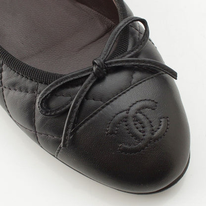 Chanel Leather CC Logo Quilted Ballerina Flat Pumps Shoes Black 35c — view 6