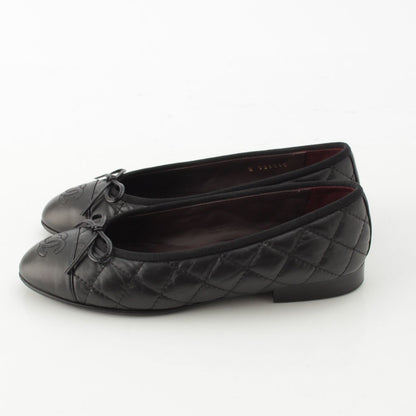 Chanel Leather CC Logo Quilted Ballerina Flat Pumps Shoes Black 35c — view 3