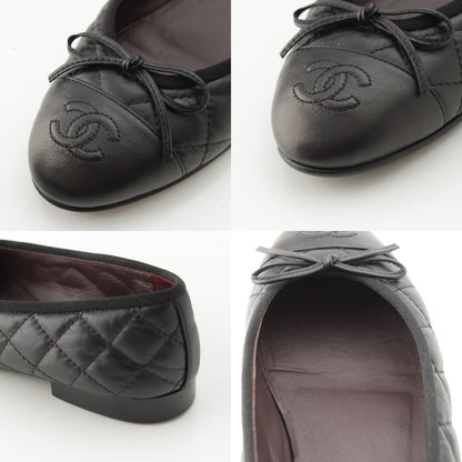 Chanel Leather CC Logo Quilted Ballerina Flat Pumps Shoes Black 35c — view 8
