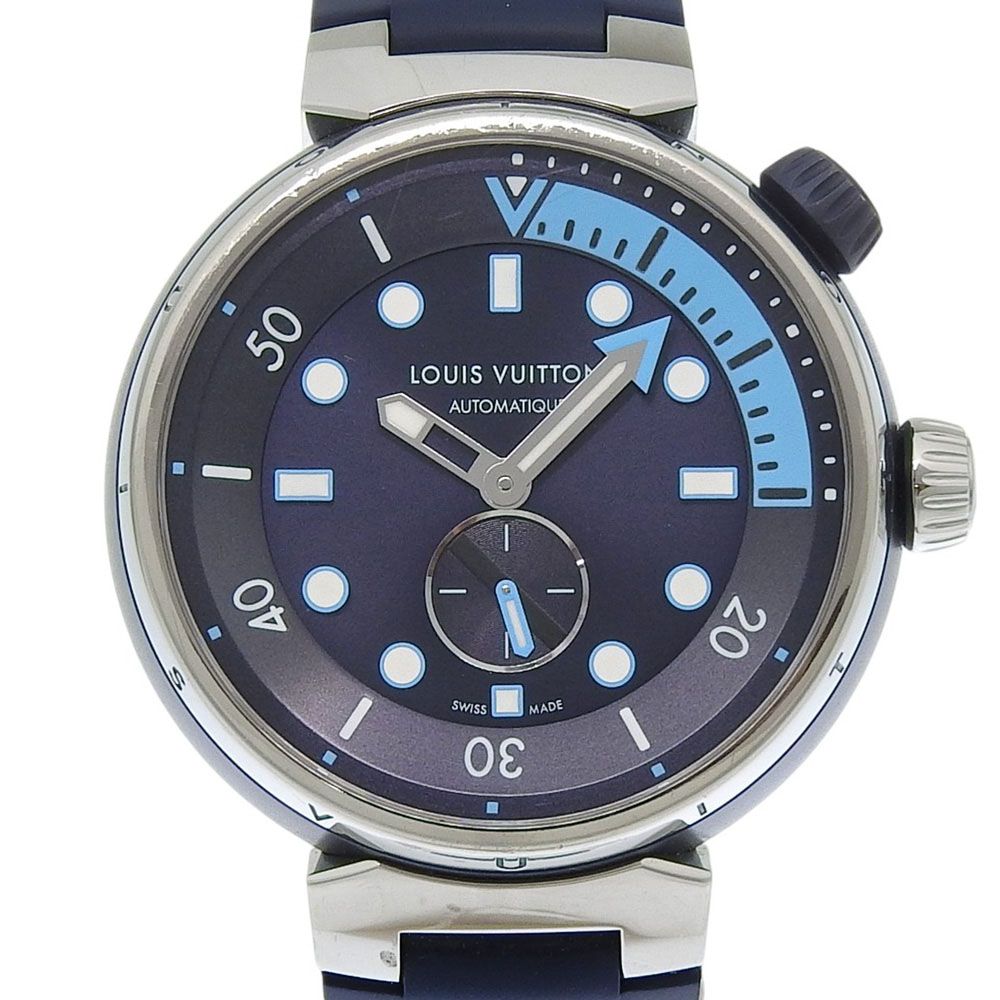 Louis Vuitton Tambour Street Stainless Steel Rubber Automatic Analog