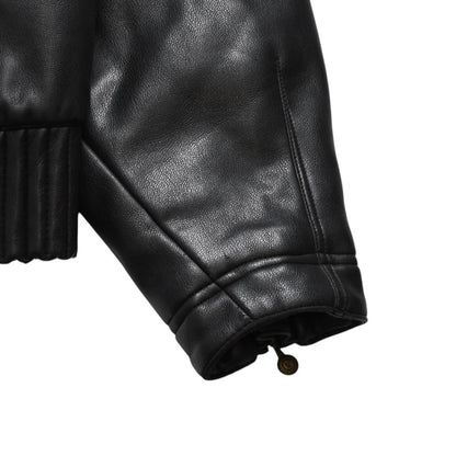 Versace Sport Faux Leather Footed Jacket Black Red Checked Stripe Pattern Gold — view 4