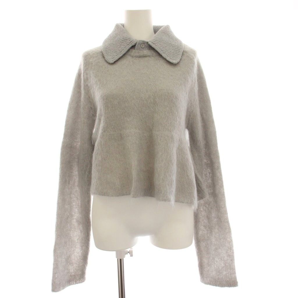 Loewe Polo Sweater Knit Shirt Long Sleeve Mohair Wool S Gray