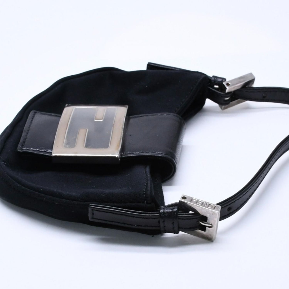 Fendi Handbag Mini Croissant Mini Mamma Pouch Case Cotton Jersey Leather Black — view 6
