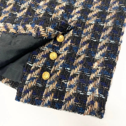 Chanel Vintage Tweed Skirt Jacket & Set CC Logo Gold Button — view 8
