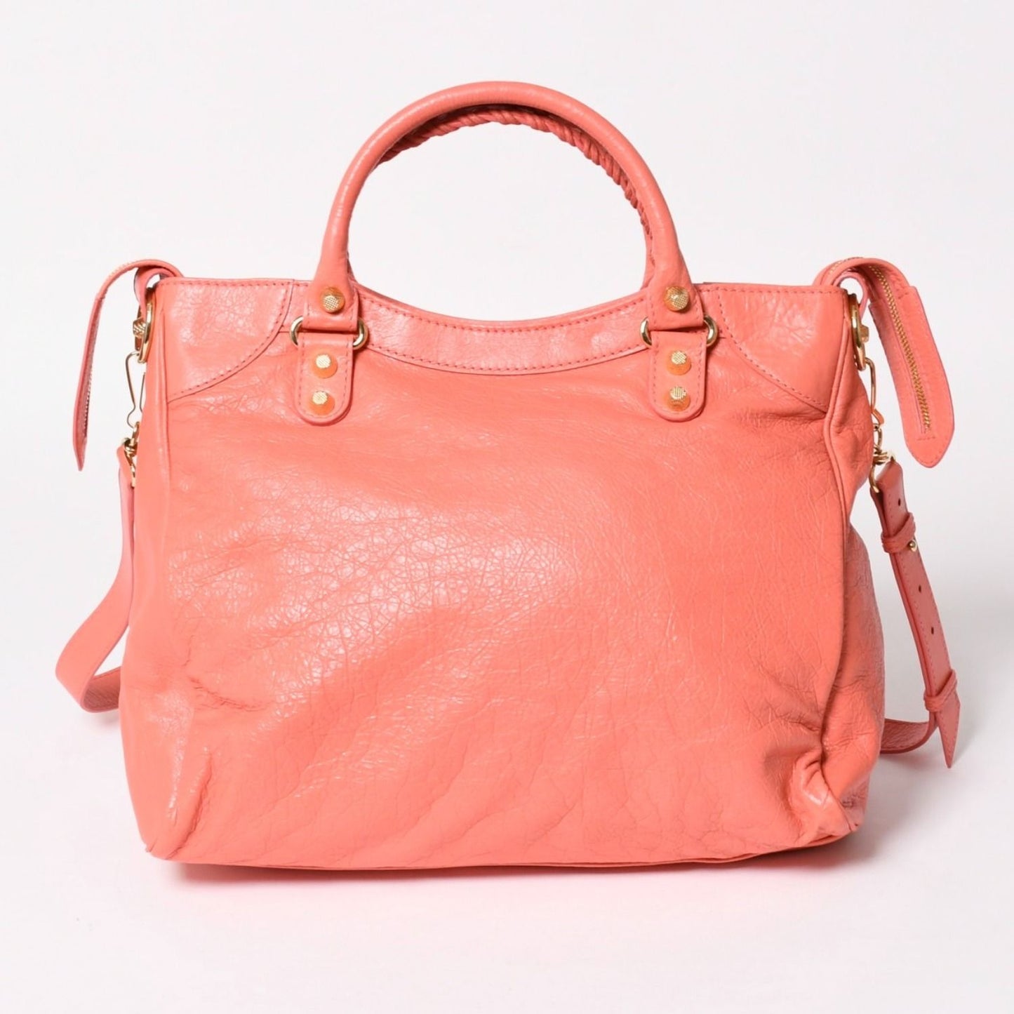 Balenciaga the Velo Shoulder Handbag 2-Way Leather Champagne Gold Pink — view 2