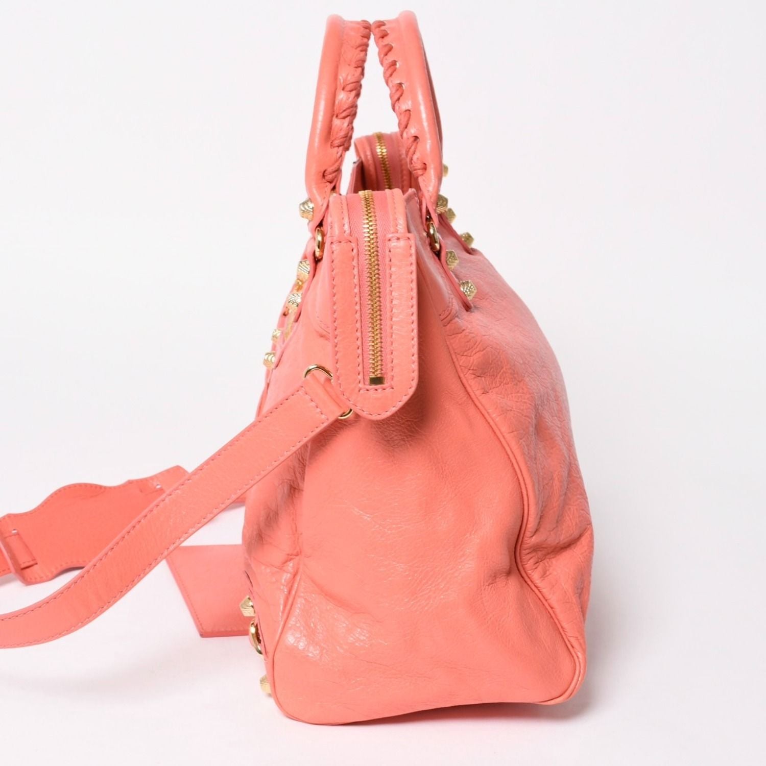 Balenciaga the Velo Shoulder Handbag 2-Way Leather Champagne Gold Pink — view 4