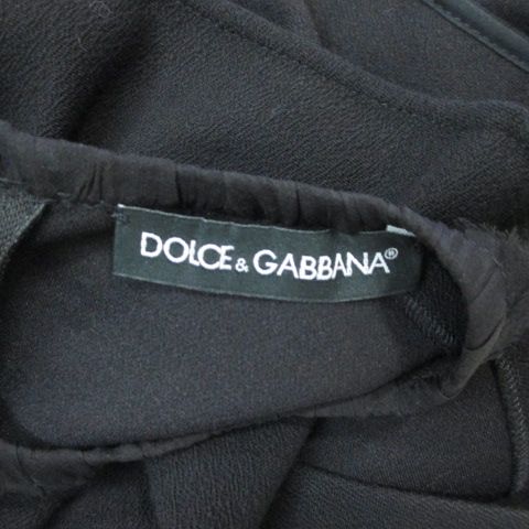 Dolce & Gabbana Sleeveless Dress Knee Length 38 Black Fringe Side Pockets — view 3