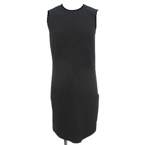 Dolce & Gabbana Sleeveless Dress Knee Length 38 Black Fringe Side Pockets