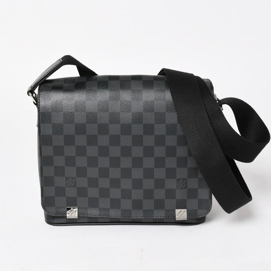 Louis Vuitton District PM Messenger Bag Damier Graphite Canvas Black Gray Silver