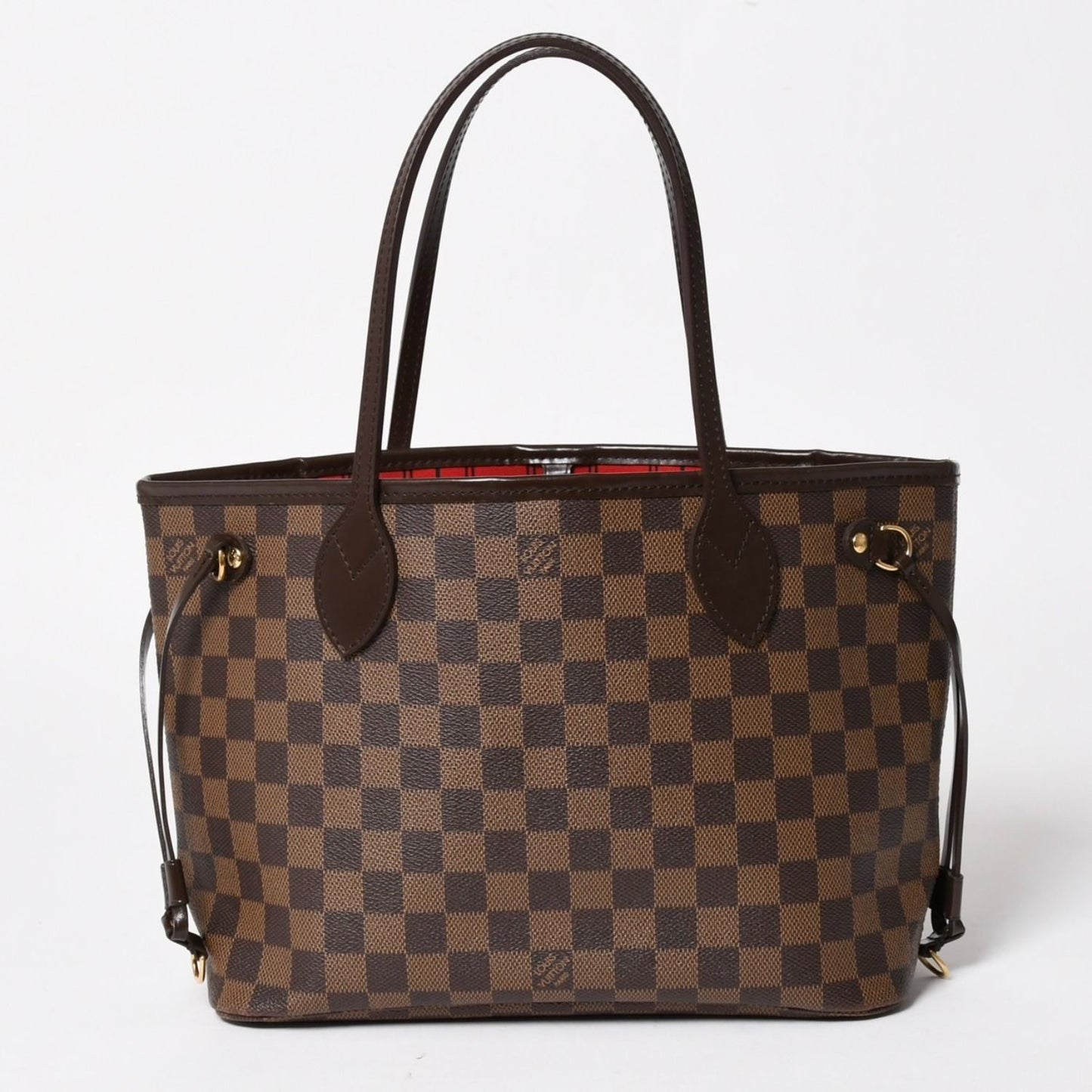 Louis Vuitton Neverfull PM Handbag Damier Ebene Canvas Brown Gold