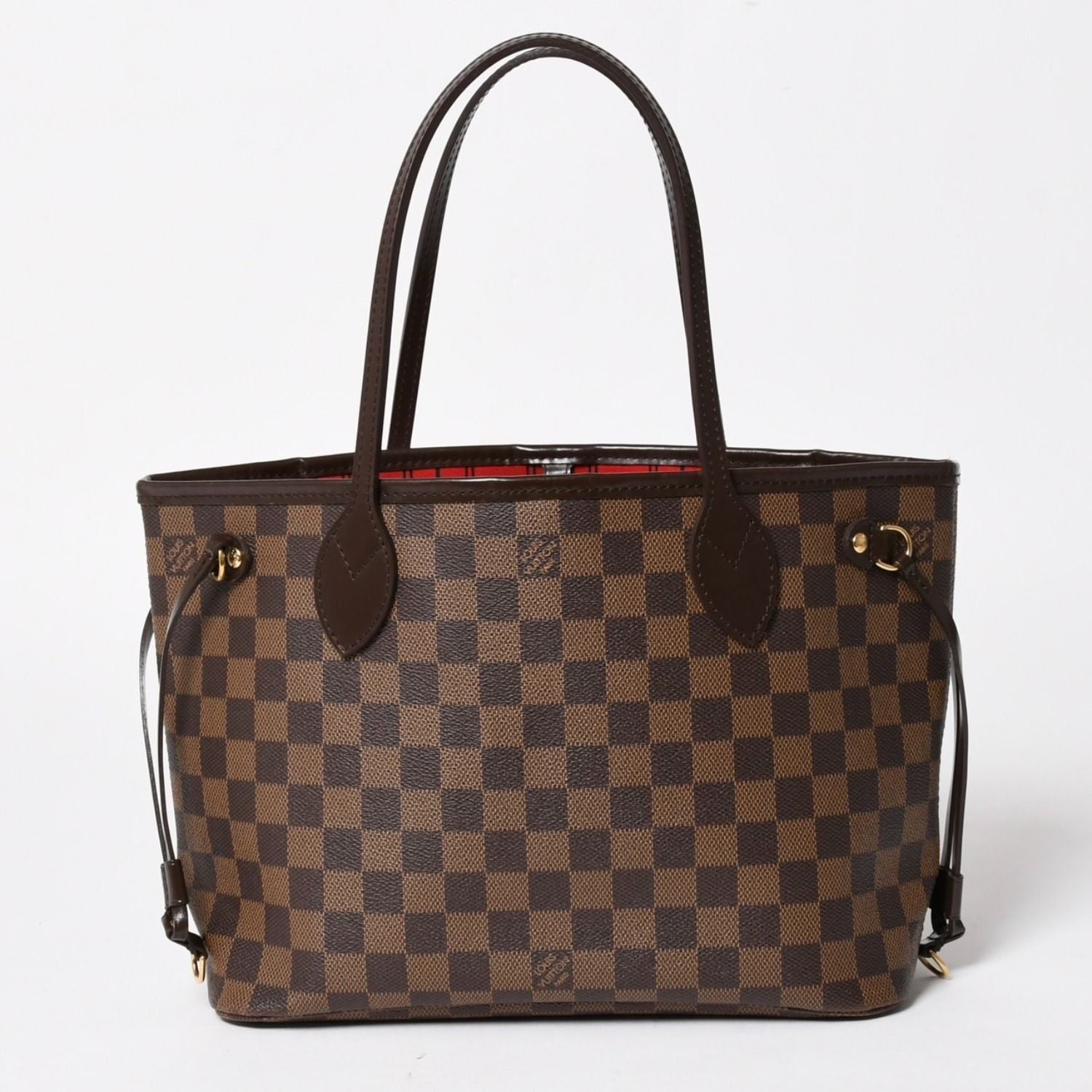 Louis Vuitton Neverfull PM Handbag Damier Ebene Canvas Brown Gold