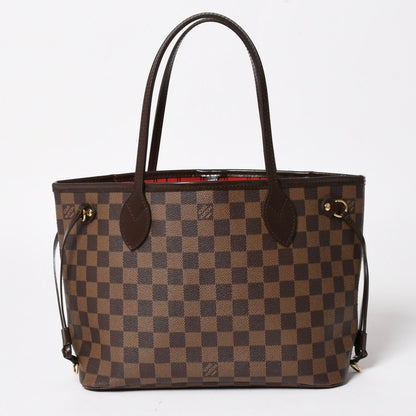 Louis Vuitton Neverfull PM Handbag Damier Ebene Canvas Brown Gold