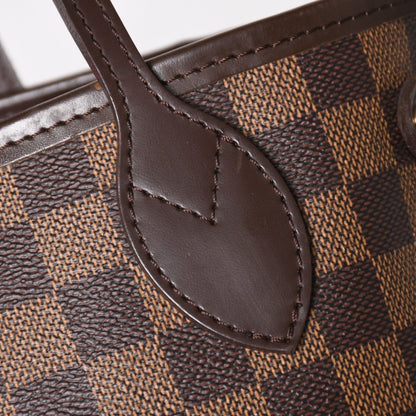 Louis Vuitton Neverfull PM Handbag Damier Ebene Canvas Brown Gold — view 6