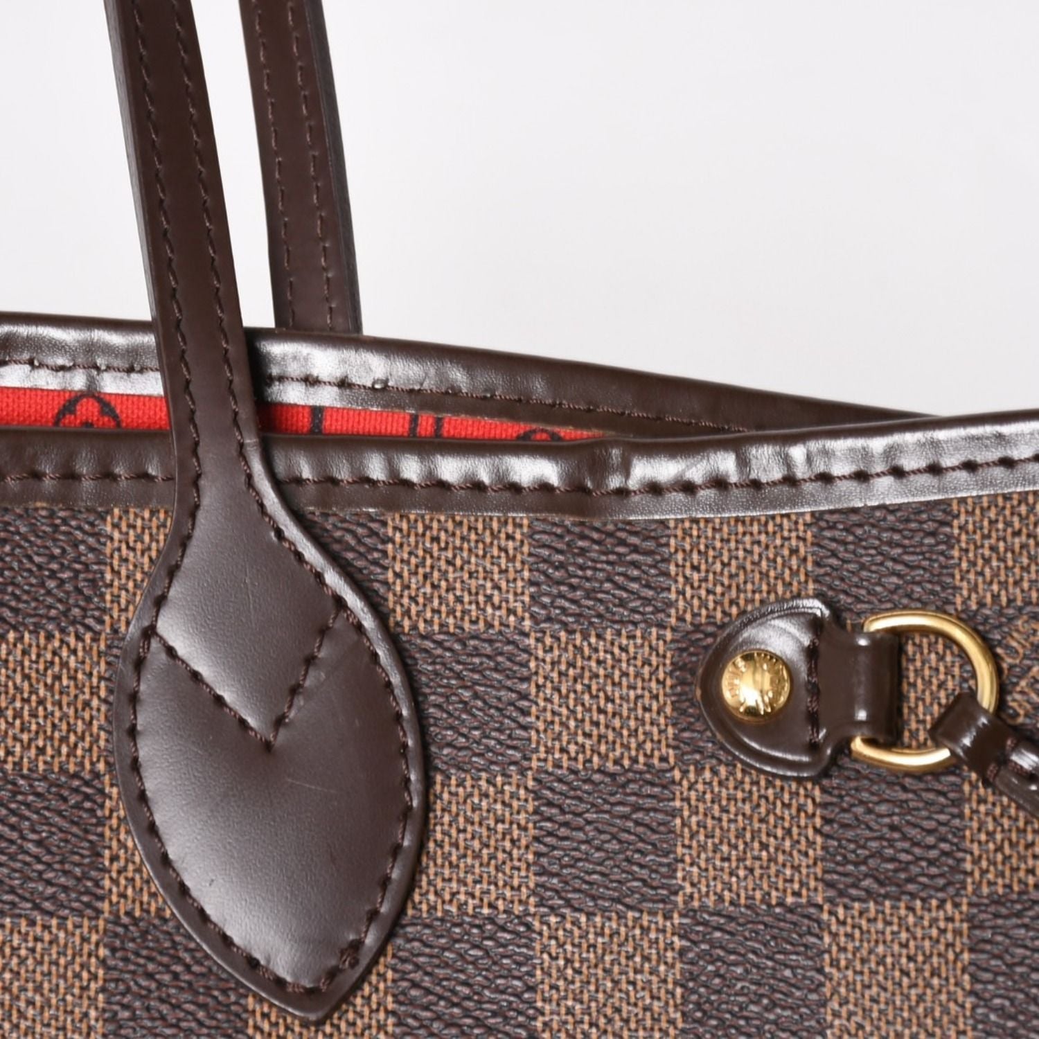 Louis Vuitton Neverfull PM Handbag Damier Ebene Canvas Brown Gold — view 5