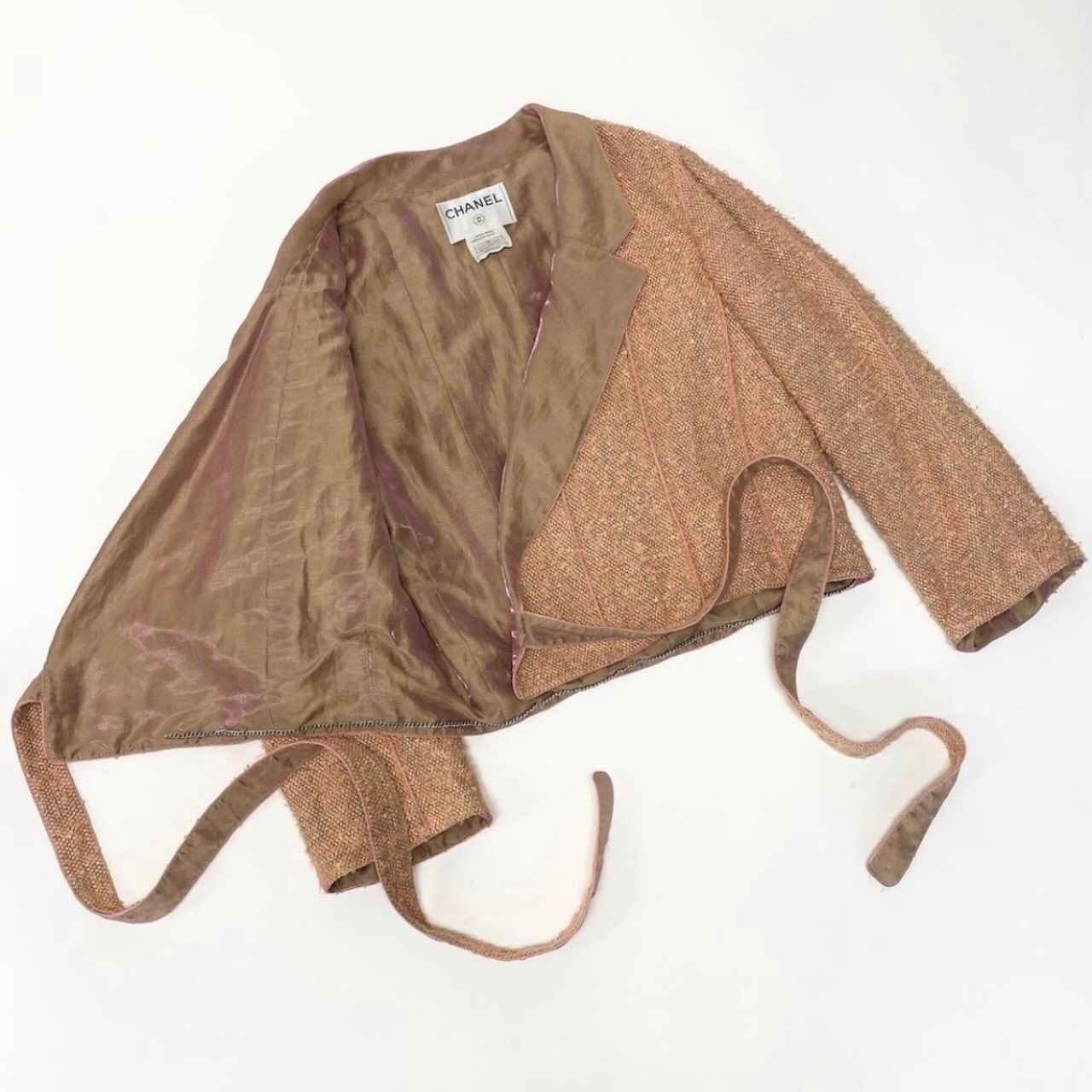 Chanel Vintage Tweed Jacket Short Length Waist Ribbon — view 4
