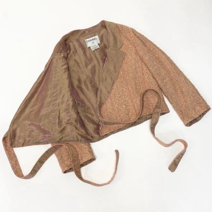 Chanel Vintage Tweed Jacket Short Length Waist Ribbon — view 4