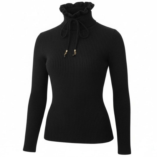 Gucci Drawstring Turtleneck Knit Wool Metal Sweater