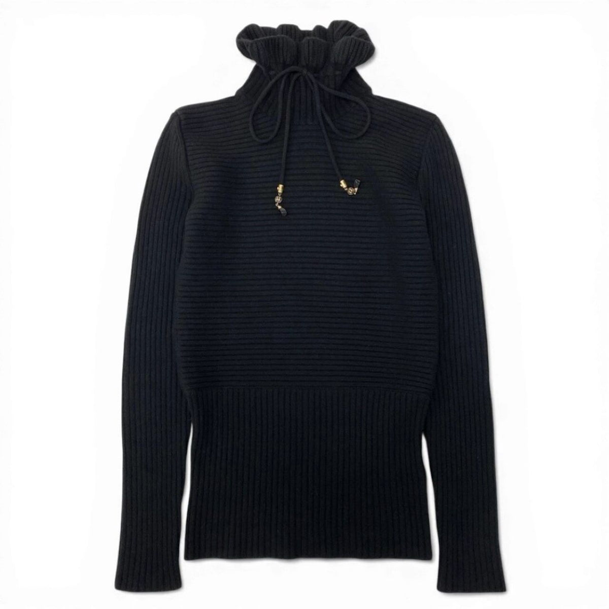 Gucci Drawstring Turtleneck Knit Wool Metal Sweater — view 2