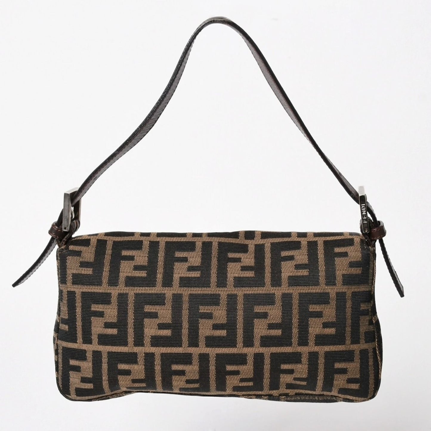 Fendi Mamma Baguette Bag Canvas Leather Brown Zucca Pattern Silver — view 2