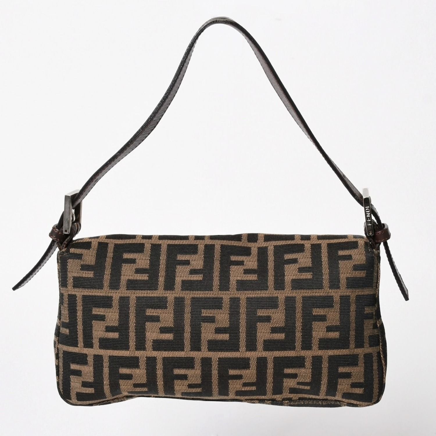 Fendi Mamma Baguette Bag Canvas Leather Brown Zucca Pattern Silver — view 2
