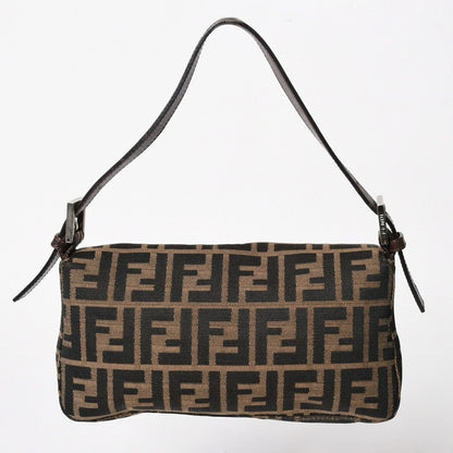 Fendi Mamma Baguette Bag Canvas Leather Brown Zucca Pattern Silver — view 2