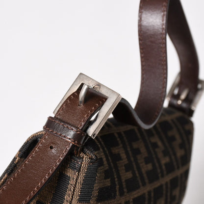 Fendi Mamma Baguette Bag Canvas Leather Brown Zucca Pattern Silver — view 7