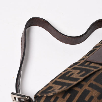 Fendi Mamma Baguette Bag Canvas Leather Brown Zucca Pattern Silver — view 5