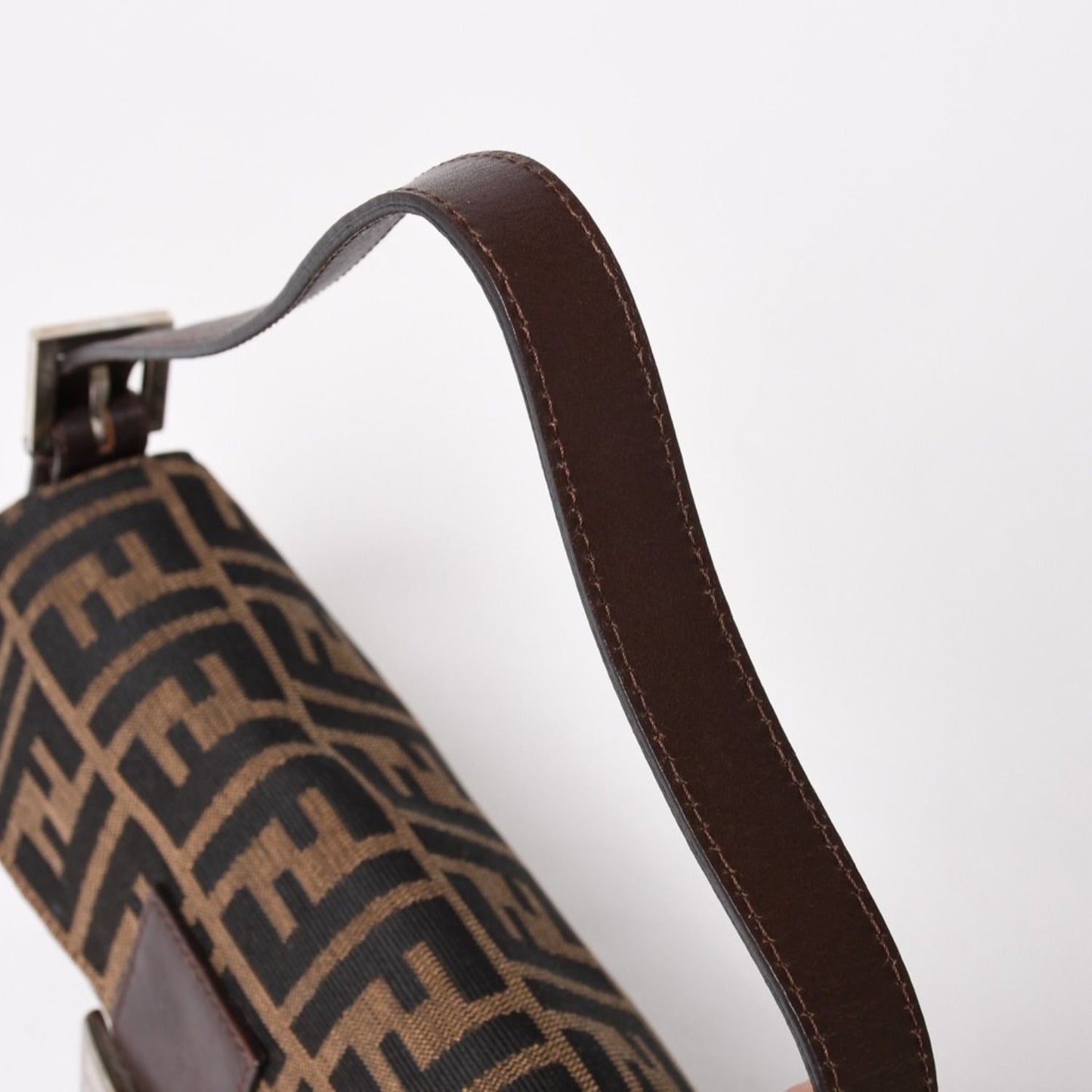 Fendi Mamma Baguette Bag Canvas Leather Brown Zucca Pattern Silver — view 4