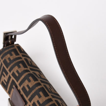 Fendi Mamma Baguette Bag Canvas Leather Brown Zucca Pattern Silver — view 4