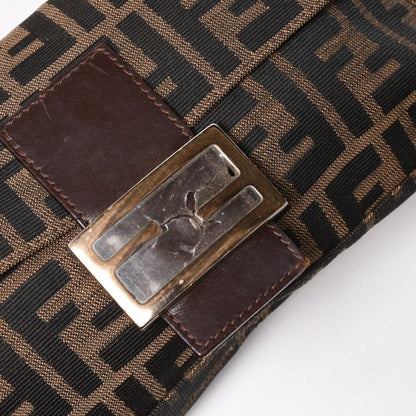 Fendi Mamma Baguette Bag Canvas Leather Brown Zucca Pattern Silver — view 8