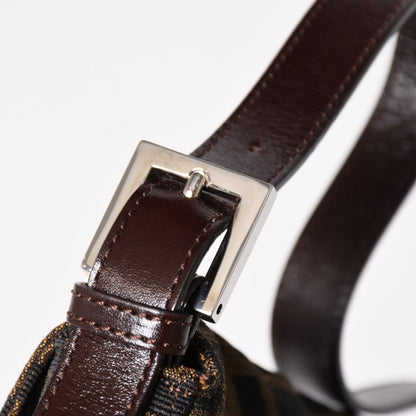 Fendi Mamma Baguette Bag Zucca Pattern All Over Print Brown Canvas Leather Silver — view 6