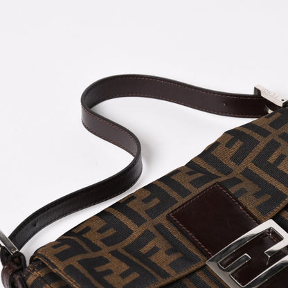 Fendi Mamma Baguette Bag Zucca Pattern All Over Print Brown Canvas Leather Silver — view 8