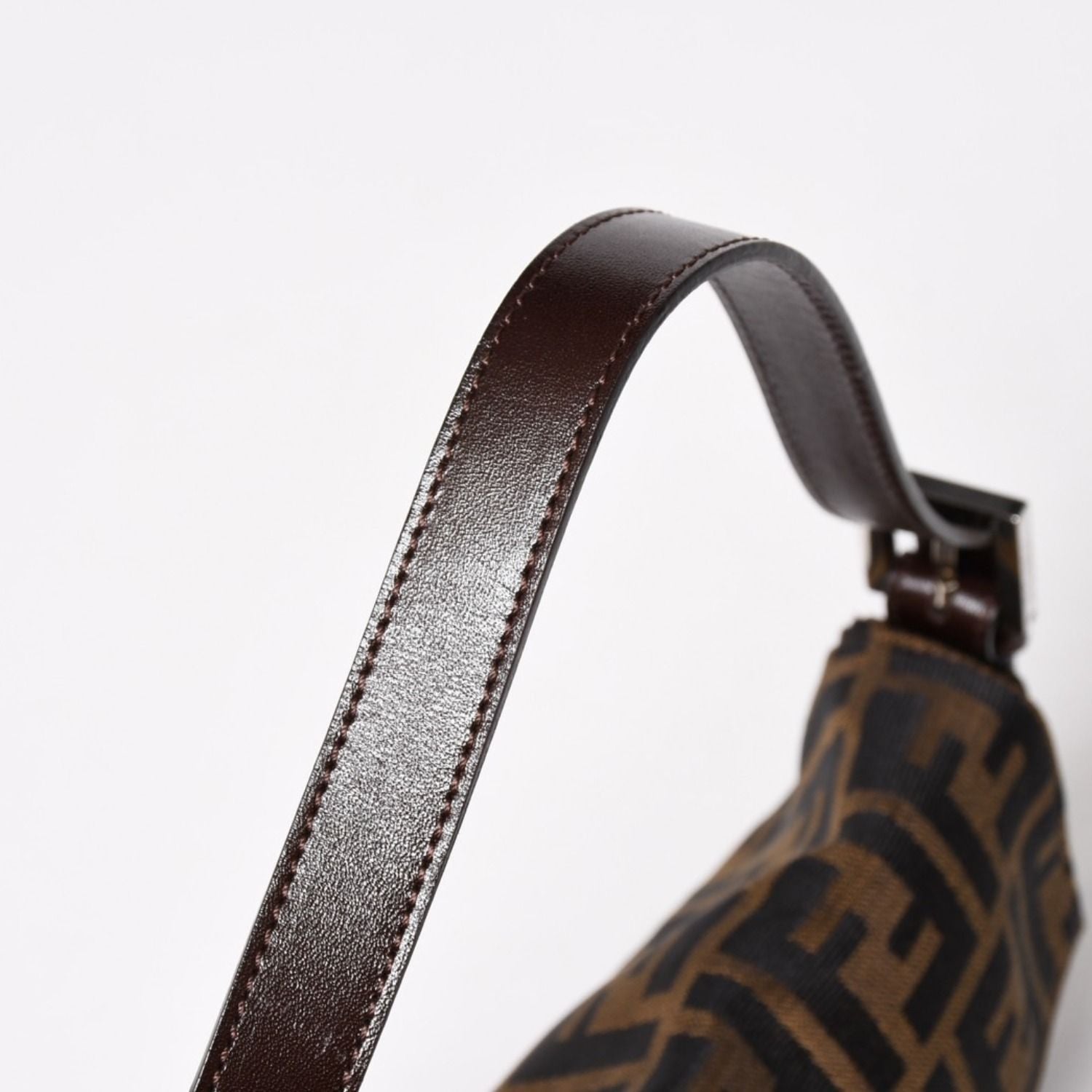 Fendi Mamma Baguette Bag Zucca Pattern All Over Print Brown Canvas Leather Silver — view 4