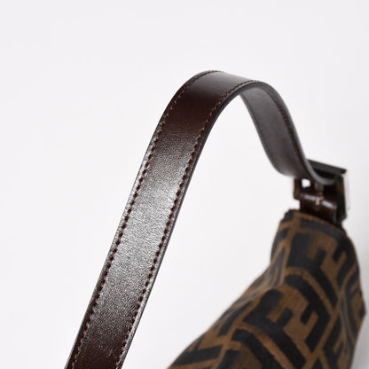 Fendi Mamma Baguette Bag Zucca Pattern All Over Print Brown Canvas Leather Silver — view 4