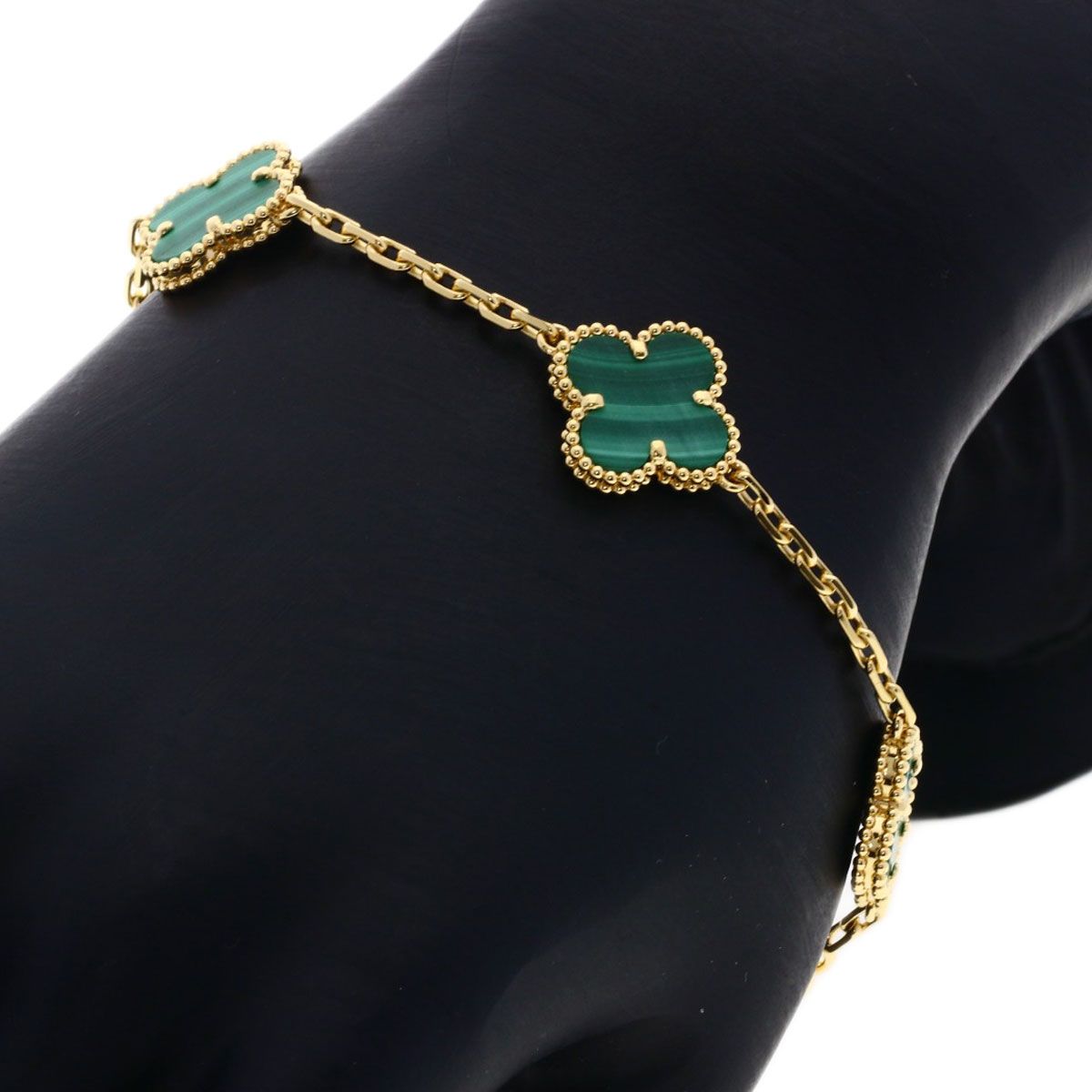 Van Cleef & Arpels Vintage Alhambra Malachite Bracelet 18K Yellow Gold — view 7