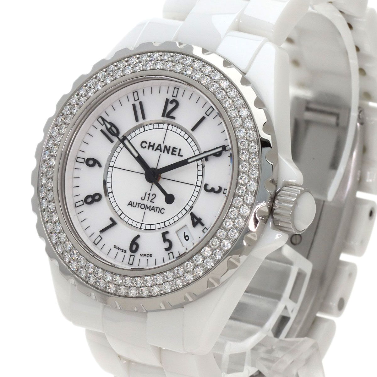 Chanel J12 38 Diamond Bezel Watch Ceramic — view 3