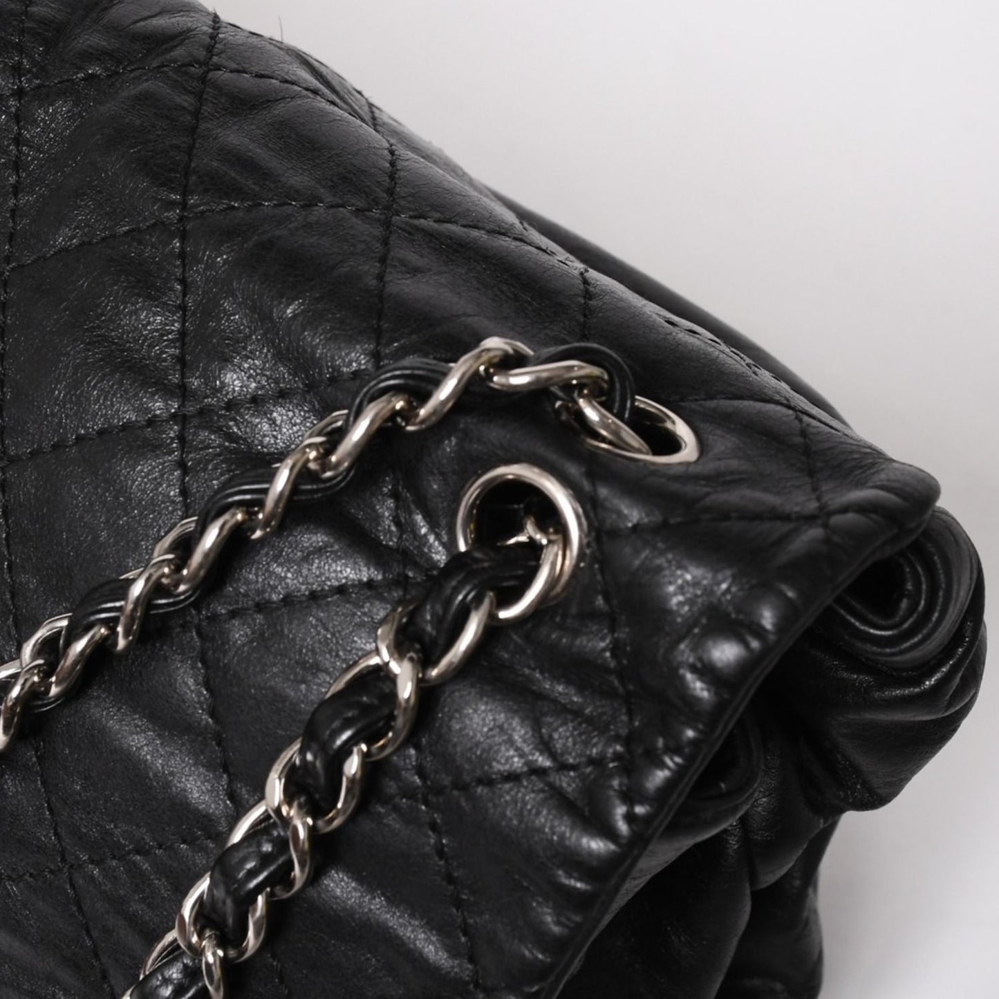 Chanel S Flap Chain Shoulder Bag CC Logo Calfskin Black Silver — view 5