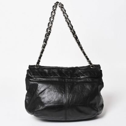 Chanel S Flap Chain Shoulder Bag CC Logo Calfskin Black Silver — view 2