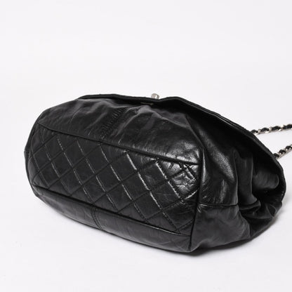Chanel S Flap Chain Shoulder Bag CC Logo Calfskin Black Silver — view 8