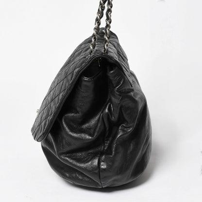 Chanel S Flap Chain Shoulder Bag CC Logo Calfskin Black Silver — view 4