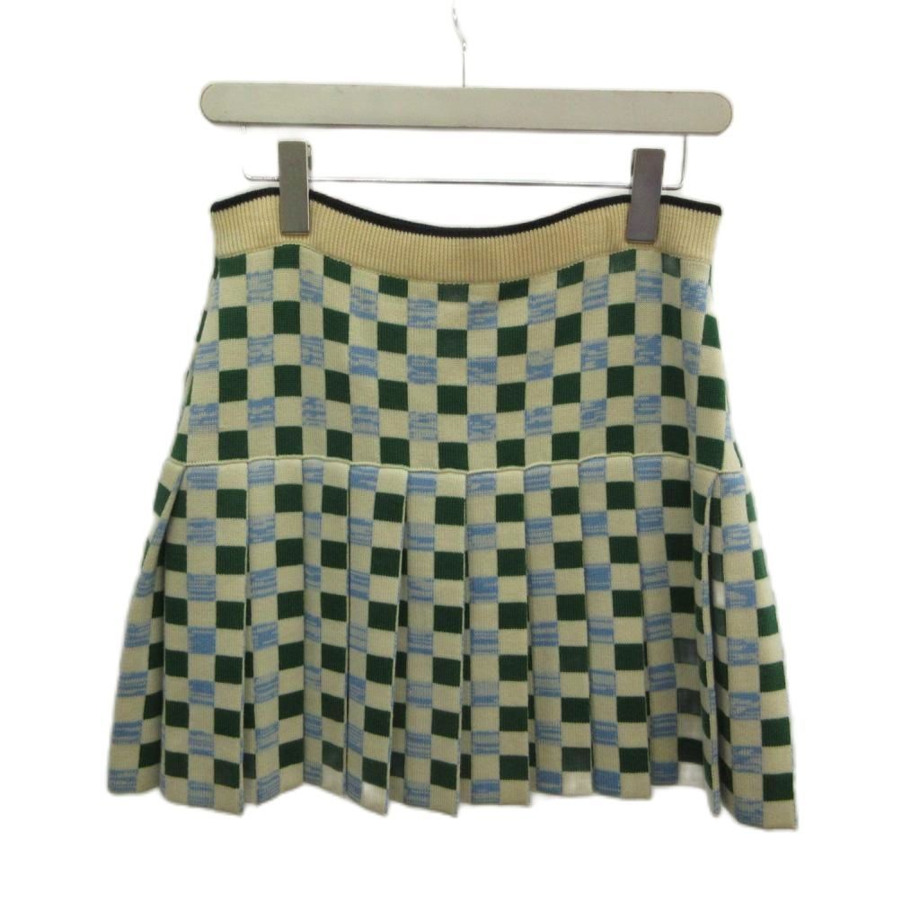 Miu Miu Miu Knit Skirt Mini Wool 40 White Multicolor Checkerboard Pleated PP — view 2